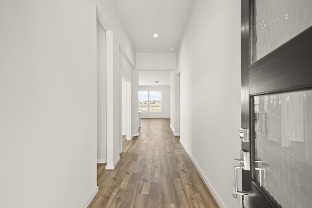 corridor featuring hardwood / wood-style floors