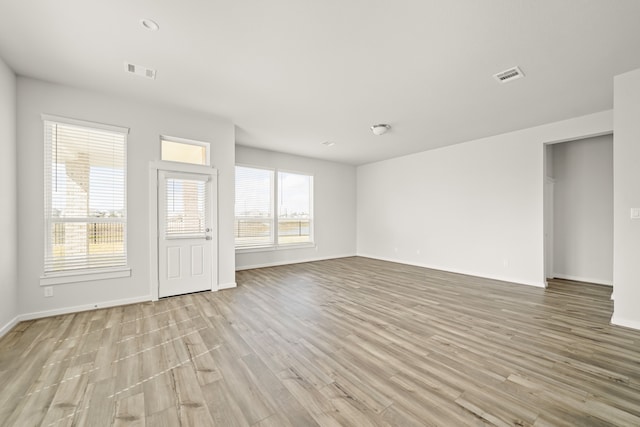 unfurnished living room featuring light hardwood / wood-style flooring