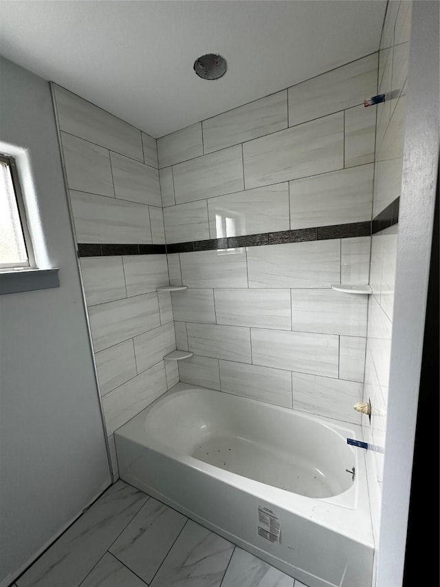 5526 Maywood Dr, Houston, TX 77053 - bathroom with marble finish floor and shower / washtub combination