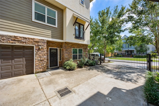 exterior space featuring a garage