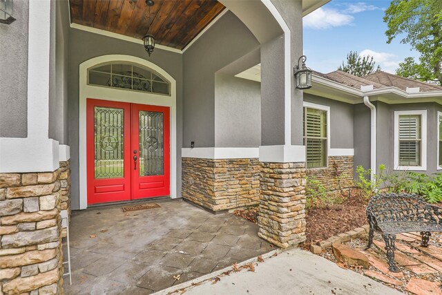 view of exterior entry with french doors