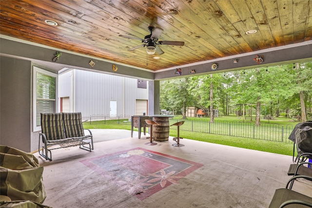 view of patio with ceiling fan