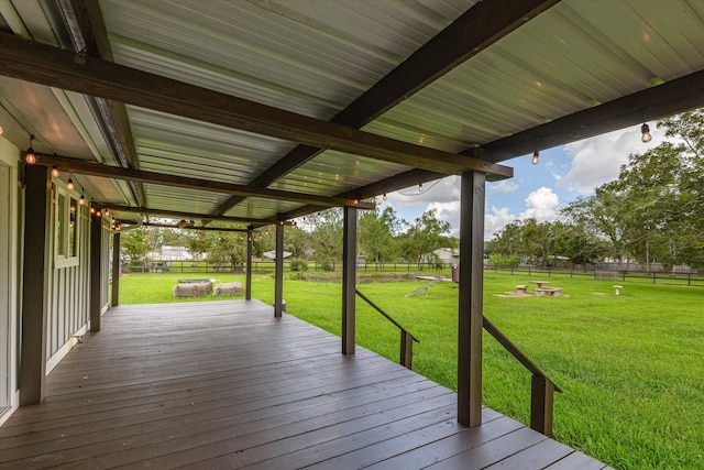 deck featuring a yard