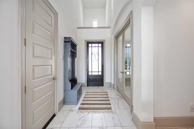 mudroom with french doors