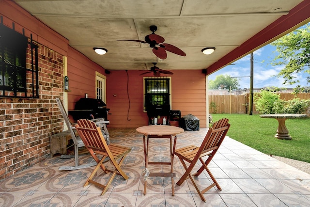 5522 Cannonway Dr, Houston, TX 77032 - view of patio / terrace featuring ceiling fan and fence