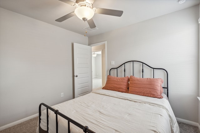 bedroom with carpet flooring and ceiling fan