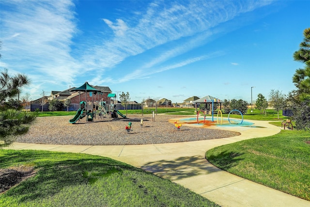 view of jungle gym featuring a yard