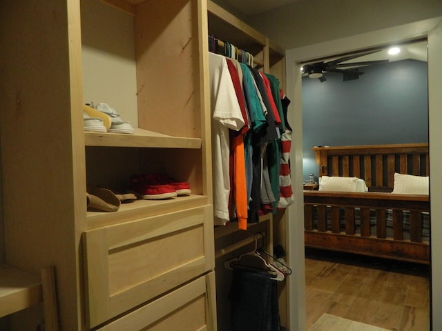 spacious closet featuring wood finished floors