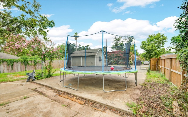 view of patio featuring a trampoline