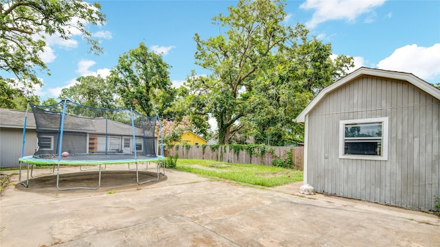 view of patio / terrace featuring a trampoline