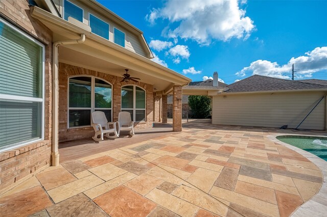 20807 Twisted Leaf Dr, Cypress, TX 77433 - view of patio / terrace featuring a ceiling fan and an outdoor pool