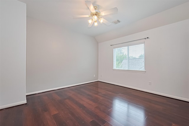 20807 Twisted Leaf Dr, Cypress, TX 77433 - unfurnished room featuring ceiling fan, wood finished floors, vaulted ceiling, and baseboards