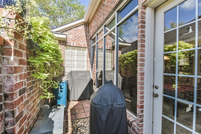 view of patio with area for grilling