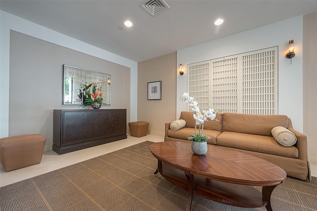 view of tiled living room