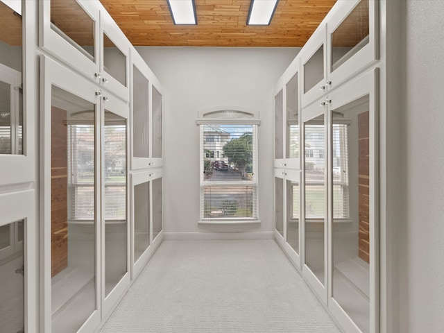 interior space with wood ceiling