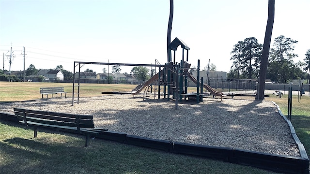 view of play area with a yard