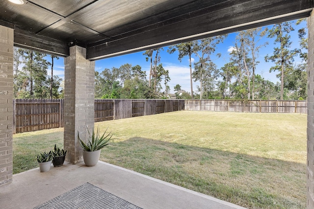 11915 Parsifal Creek Rd, Humble, TX 77346 - view of yard with a fenced backyard and a patio area