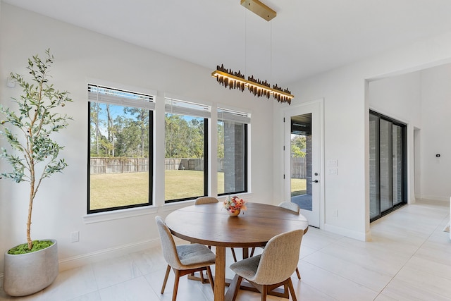 tiled dining space with plenty of natural light