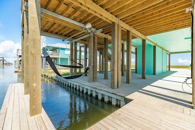 view of dock featuring a water view