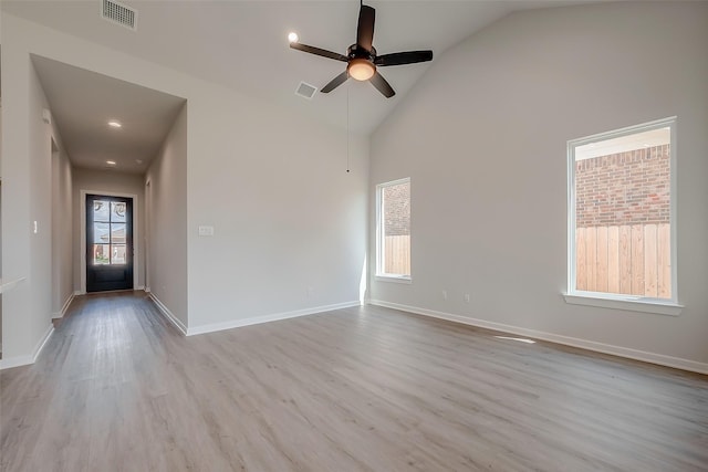 910 Rosewood Trl, Beasley, TX 77417 - unfurnished room with baseboards, ceiling fan, visible vents, and wood finished floors