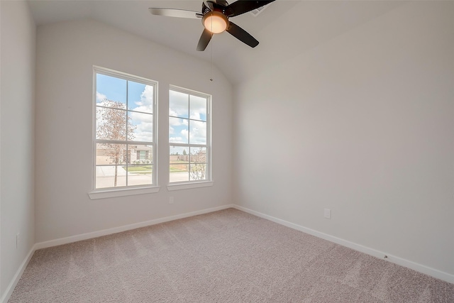 910 Rosewood Trl, Beasley, TX 77417 - carpeted spare room featuring baseboards, lofted ceiling, and a ceiling fan