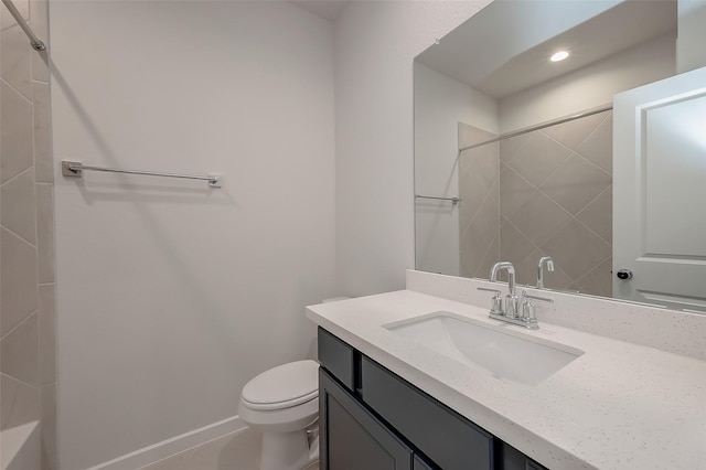 910 Rosewood Trl, Beasley, TX 77417 - full bath with walk in shower, baseboards, toilet, recessed lighting, and vanity