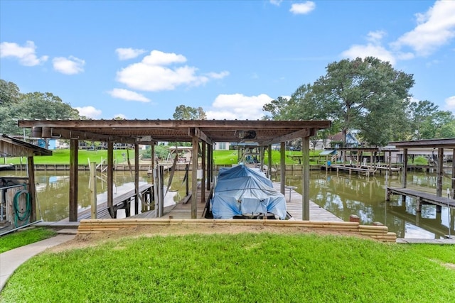 dock area featuring a water view