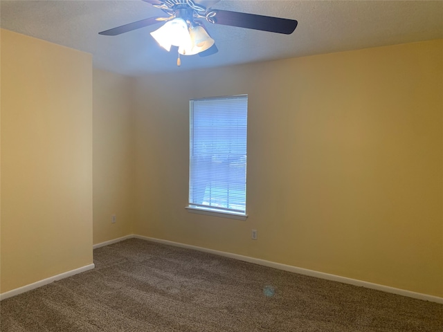 spare room with ceiling fan and carpet flooring