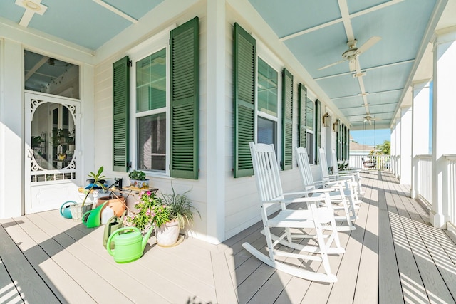 53 Island Psge, Galveston, TX 77554 - deck with covered porch and ceiling fan