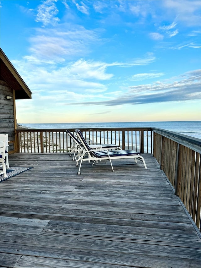 deck with a water view