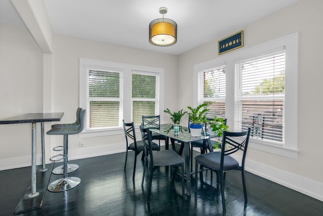 dining room with dark hardwood / wood-style floors