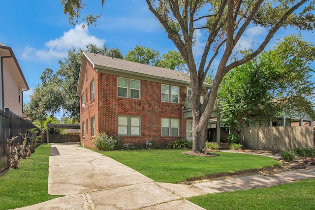 view of front of home with a front yard