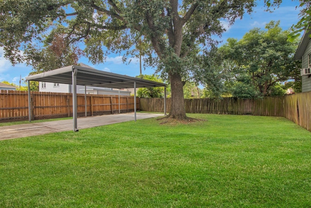 view of yard featuring a carport