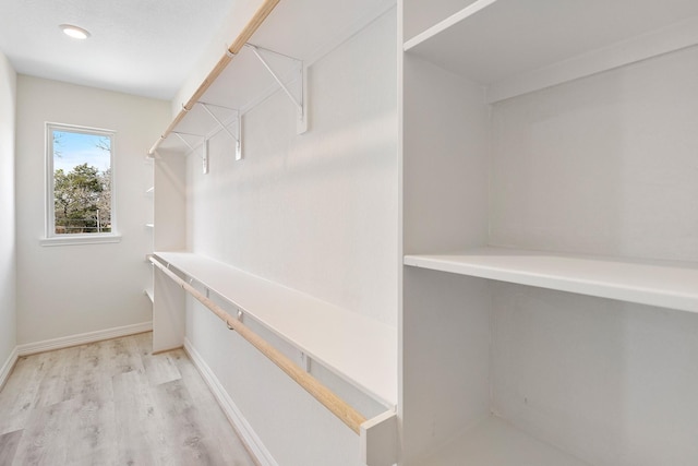 walk in closet featuring light hardwood / wood-style floors