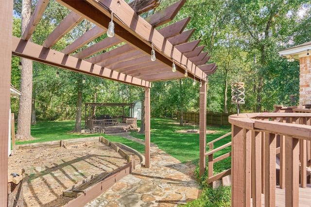 exterior space with a pergola