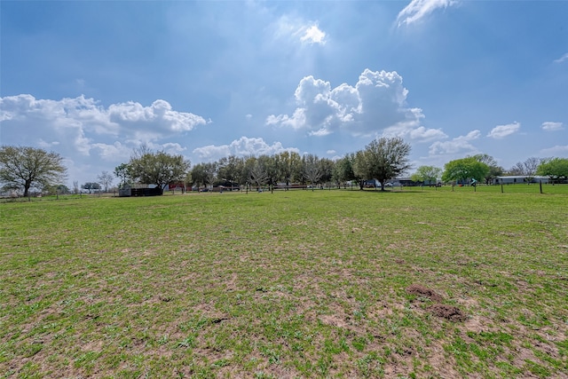 view of yard with a rural view