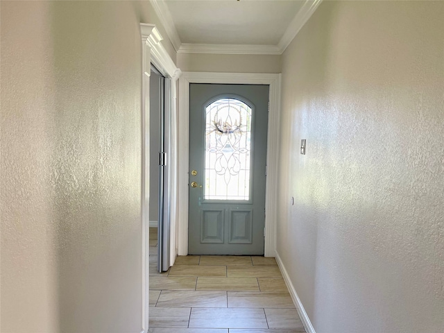 entryway with crown molding