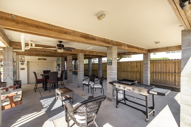 view of patio / terrace with ceiling fan