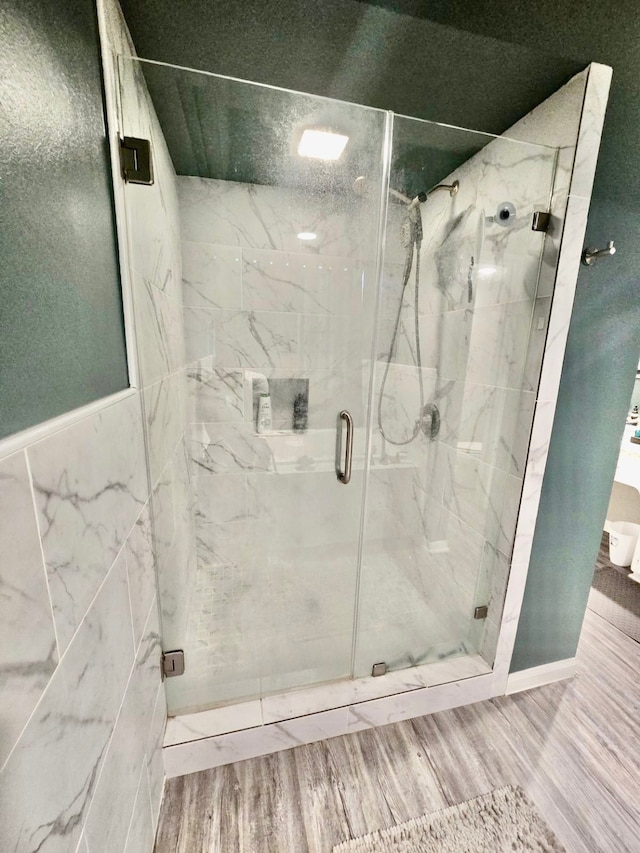 bathroom featuring walk in shower