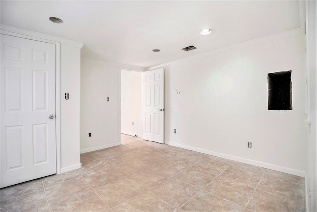 tiled empty room with ornamental molding