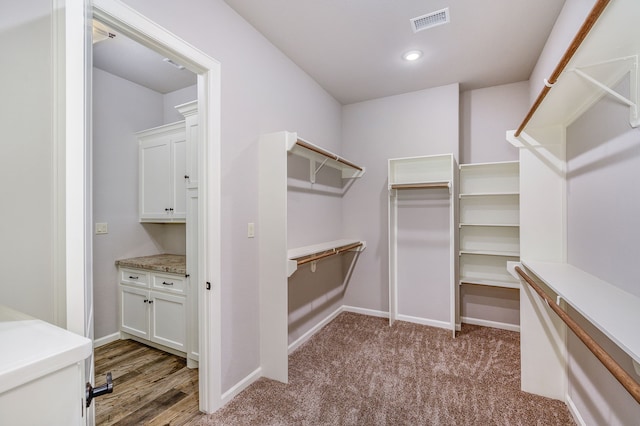 spacious closet featuring carpet floors