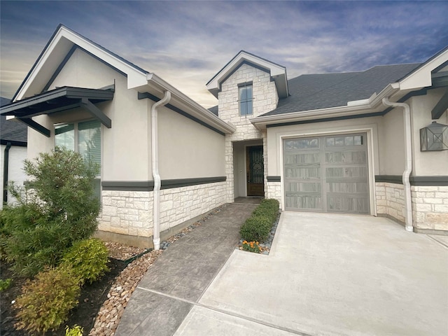 view of front of house with a garage