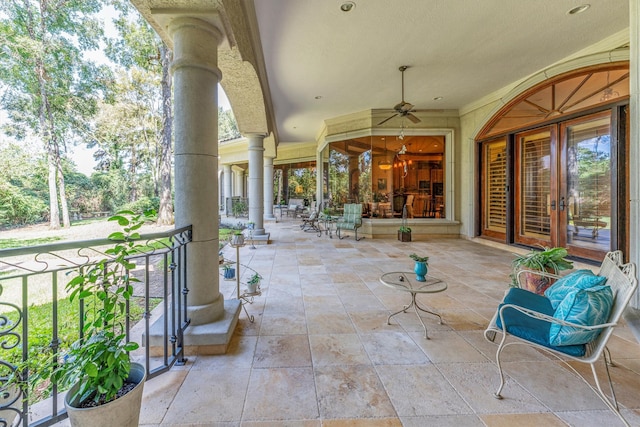 view of patio with ceiling fan