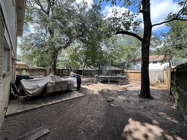 view of yard featuring a trampoline