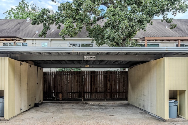 view of parking with a carport