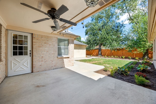 view of patio with ceiling fan