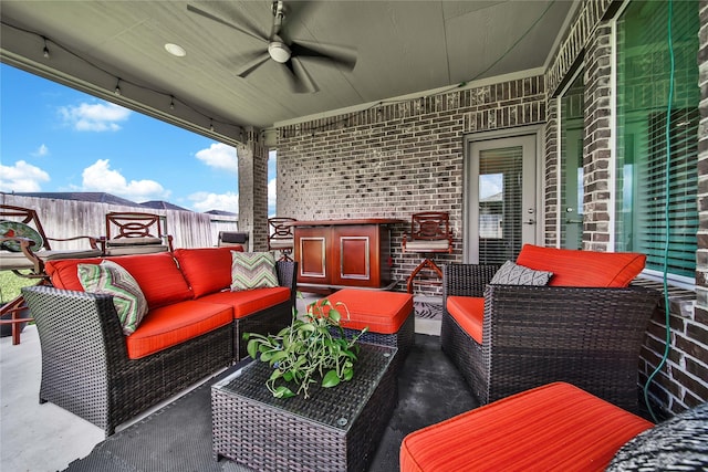 view of patio / terrace featuring outdoor lounge area and ceiling fan