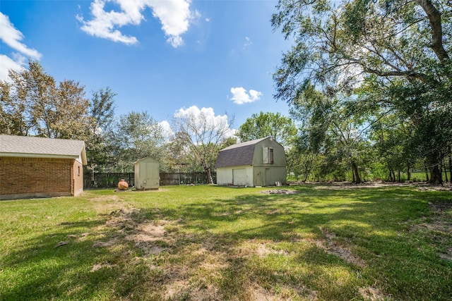 view of yard with a storage unit