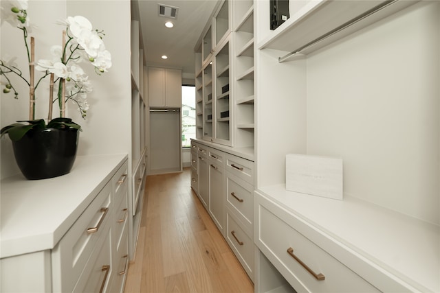 spacious closet featuring light wood-type flooring