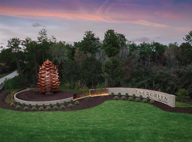 view of yard at dusk